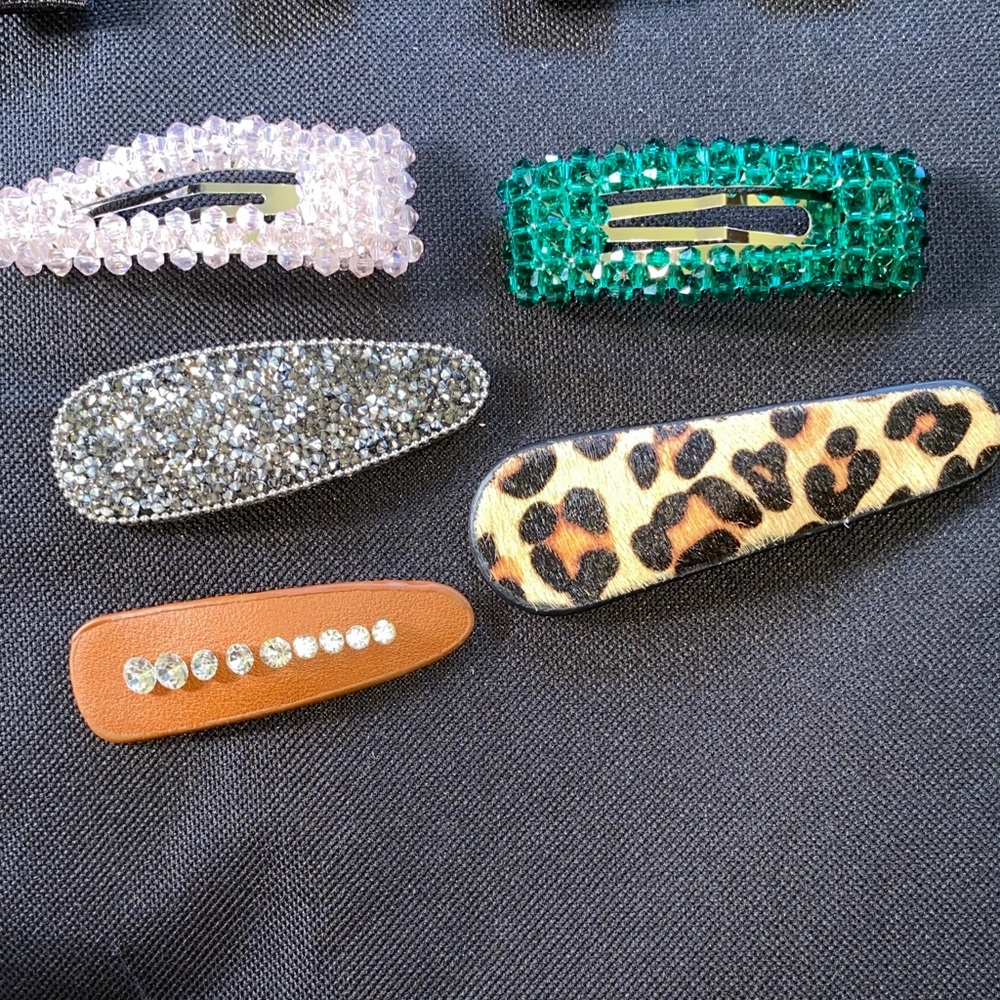 Paparazzi Glam Hair Clip Set - Pink, Green, Silver, Brown, Leopard